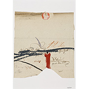 rote Figur vor Schrift