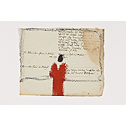 rote Figur vor Schrift