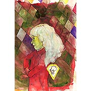 Mädchen vor farbigen Rauten