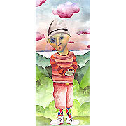 Figur mit Hut in Landschaft