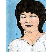 Frauenportrait mit geschlossenen Augen in Farbe