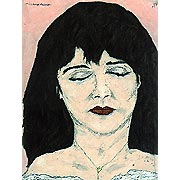 Frauenportrait mit geschlossenen Augen in Farbe