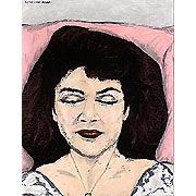 Frauenportrait mit geschlossenen Augen in Farbe