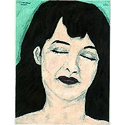 Frauenportrait mit geschlossenen Augen in Farbe