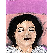Frauenportrait mit geschlossenen Augen in Farbe