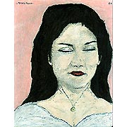 Frauenportrait mit geschlossenen Augen in Farbe