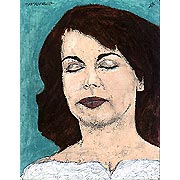 Frauenportrait mit geschlossenen Augen in Farbe