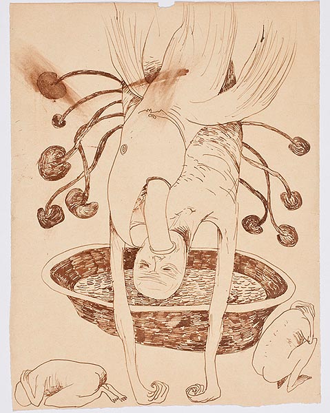Zeichnung mit surrealistischer figürlicher Darstellung