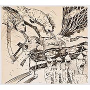 Zeichnung mit surrealistischer figürlicher Darstellung