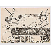 Zeichnung mit surrealistischer figürlicher Darstellung