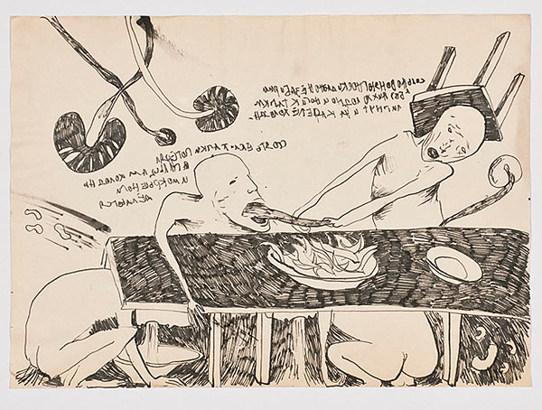 Zeichnung mit surrealistischer figürlicher Darstellung