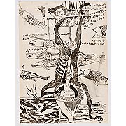 Zeichnung mit surrealistischer figürlicher Darstellung