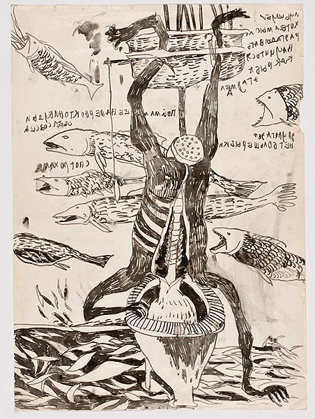 Zeichnung mit surrealistischer figürlicher Darstellung