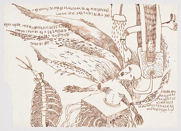 Zeichnung mit surrealistischer figürlicher Darstellung