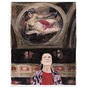 Frau vor einem Deckengemälde