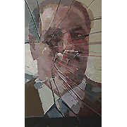 Portrait hinter zerplittertem Glas