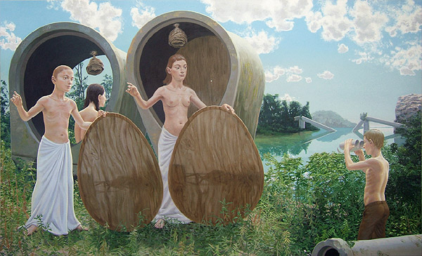 junge Menschen in einer Landschaft