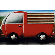 roter Lieferwagen