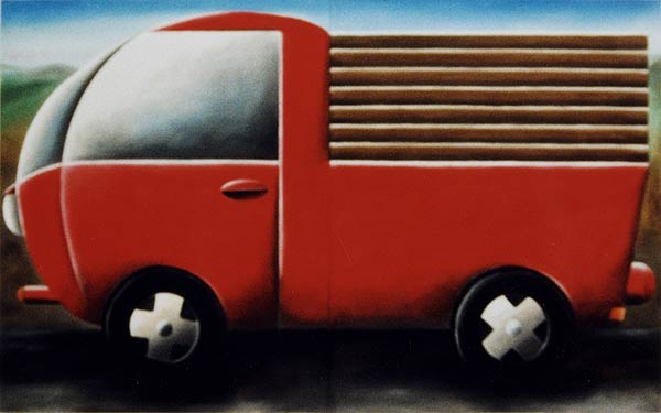 roter Lieferwagen