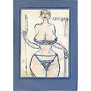 Farbzeichnung mit weiblicher Figur