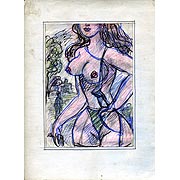 Farbzeichnung mit weiblicher Figur