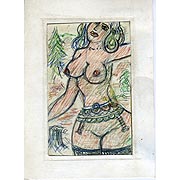 Farbzeichnung mit weiblicher Figur